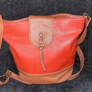 Red and brown leather Crossbody bag